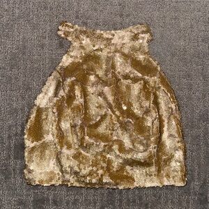 Hot Miami Styles Gold Glittery Sequin Halter Crop Top - Medium